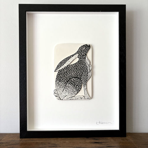Sgraffito Moon Gazing Hare