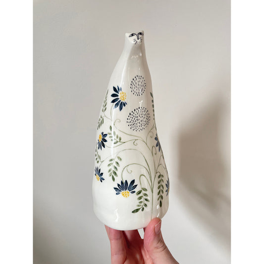 Large Botanical Cat Vase