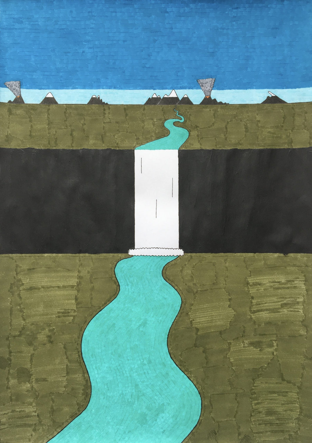 A Waterfall in a Land of Black Rock