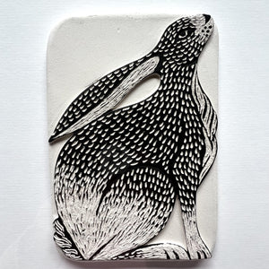 Sgraffito Moon Gazing Hare