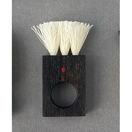 Square Ebonised Ash Brush Ring in Cream