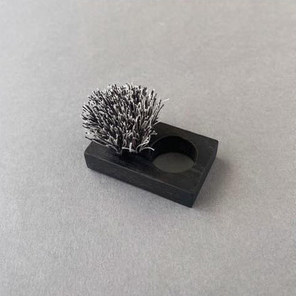 Rectangular Ebonised Ash Brush Ring in Cream and Black