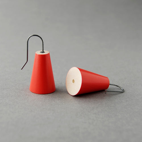 Cone Drop Earrings in Red