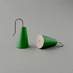 Cone Drop Earrings in Green