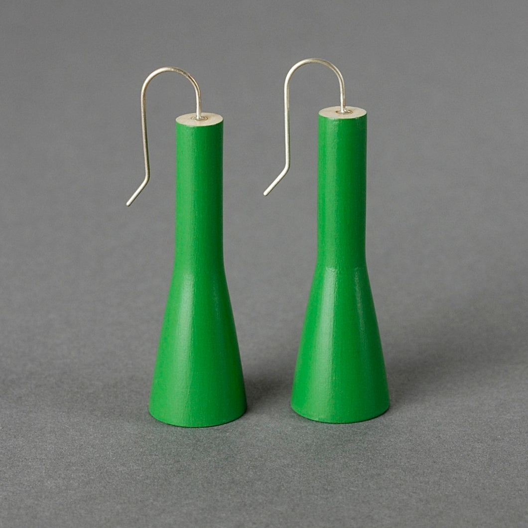 Funnel Drop Earrings in Green