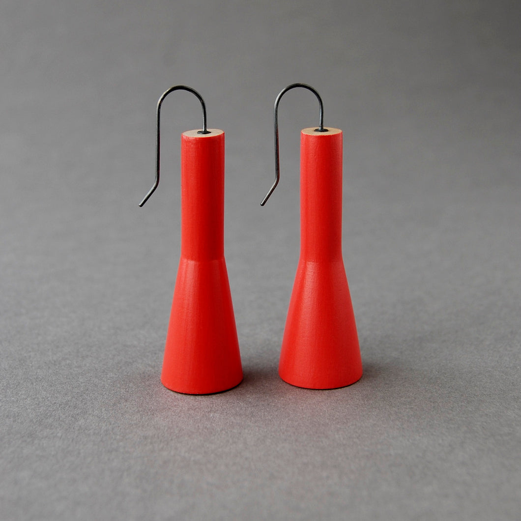 Funnel Drop Earrings in Red