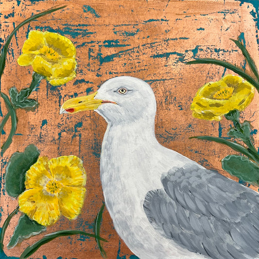 Herring Gull and Yellow Horned Poppies