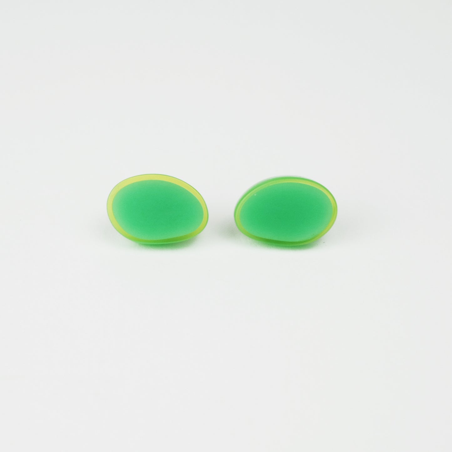 Large Oval Resin Studs in Green and Yellow