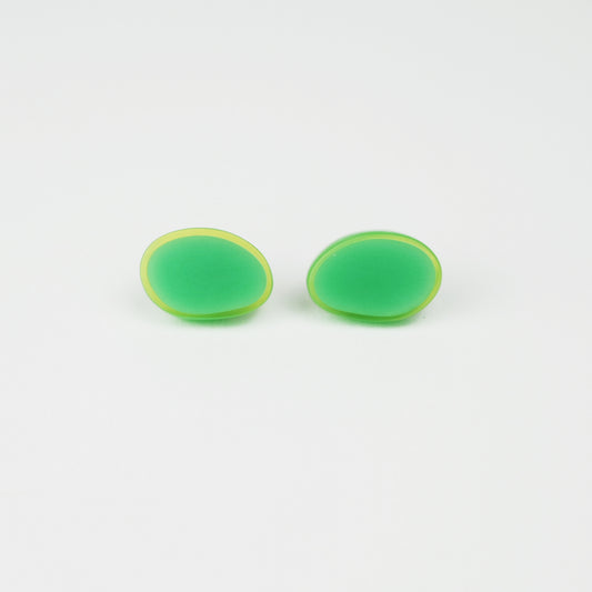 Large Oval Resin Studs in Green and Yellow