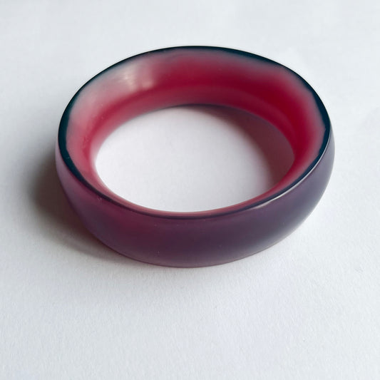 Half Round D Shape Resin Bangle in Blue and Pink