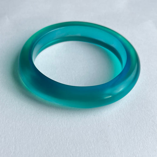 Thin D Shape Resin Bangle in Aqua and Blue