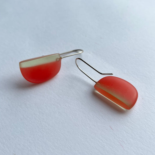 D Drop Resin Earrings in Peach and Green