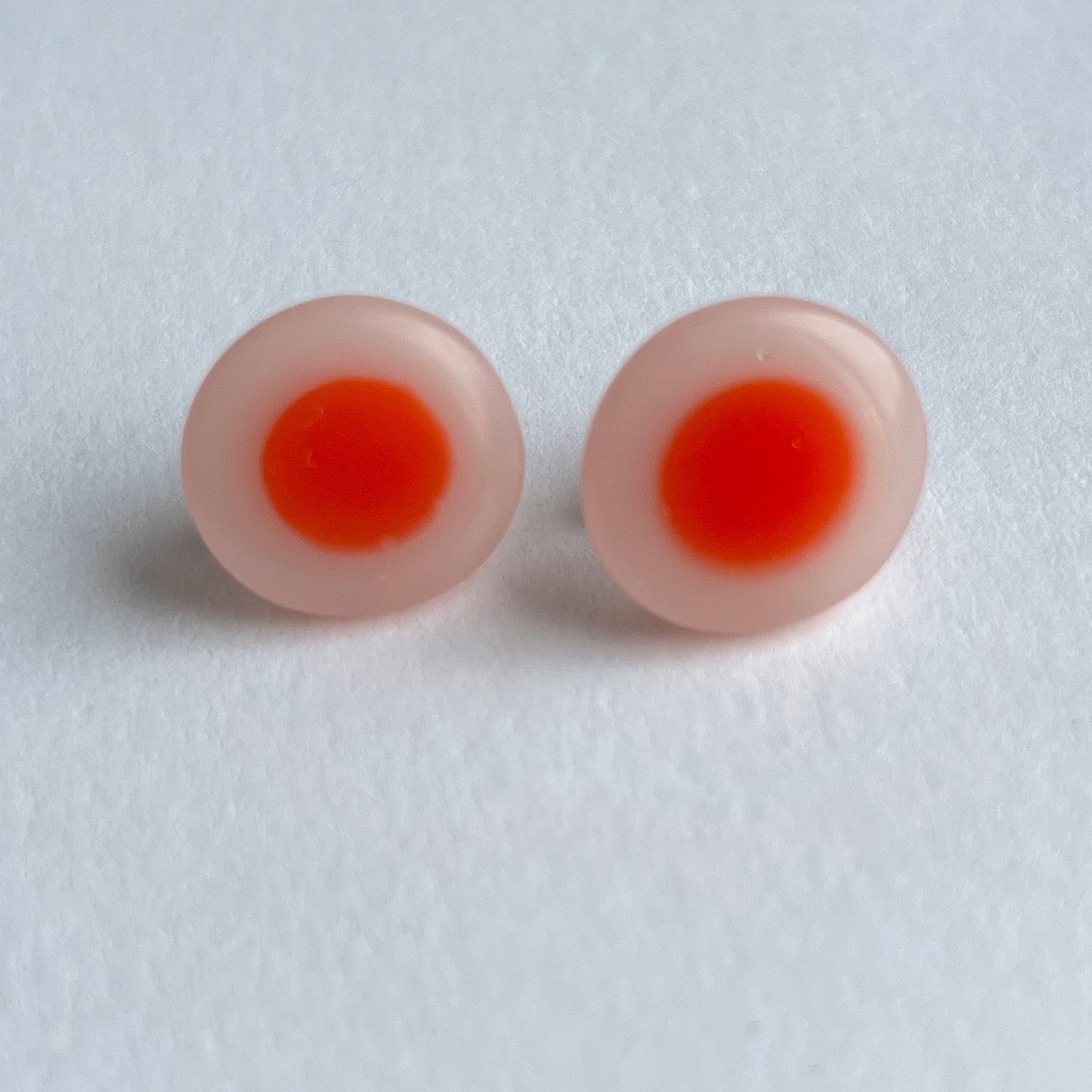 Oval Resin Studs in Neon Red and Pale Pink