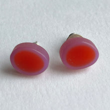 Load image into Gallery viewer, Tiny Oval Resin Studs in Red and Pale Purple