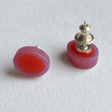 Load image into Gallery viewer, Tiny Oval Resin Studs in Red and Pale Purple