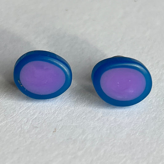 Tiny Oval Resin Studs in Lilac Purple and Blue