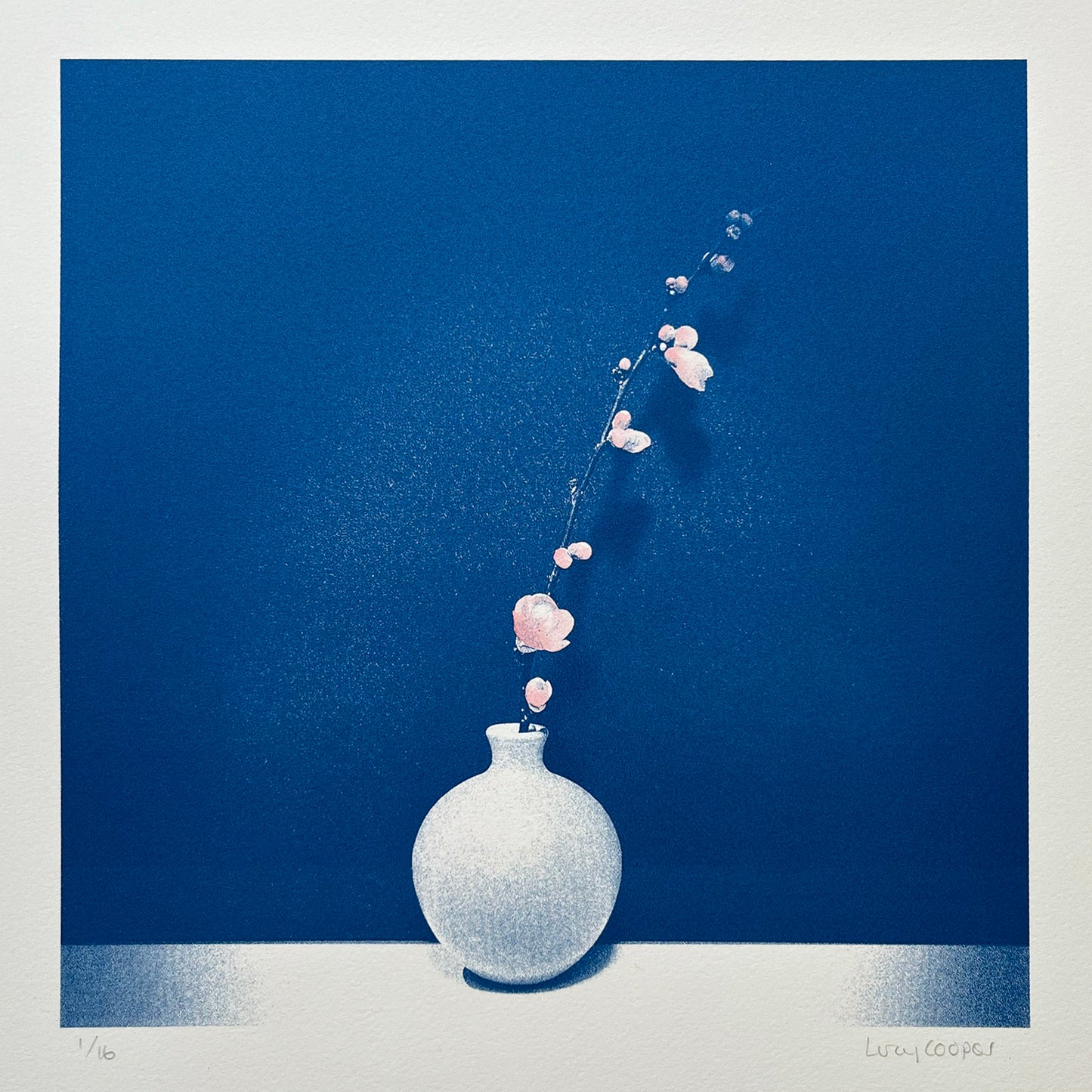 Vase with japonica