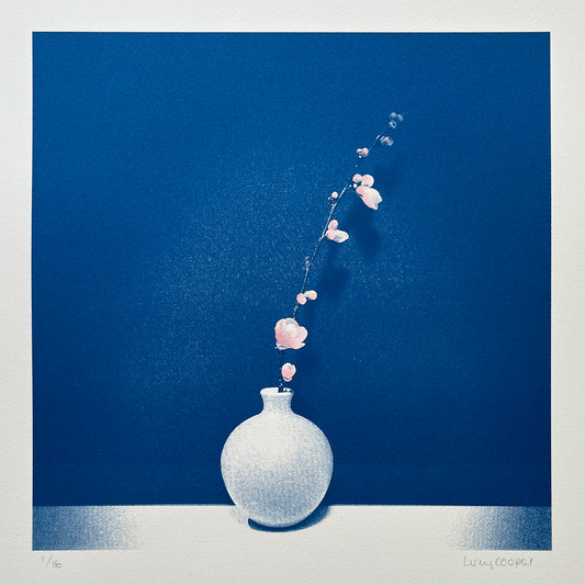 Vase with japonica