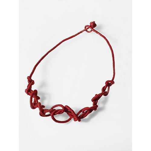 Short Red Half-Knotted Necklace