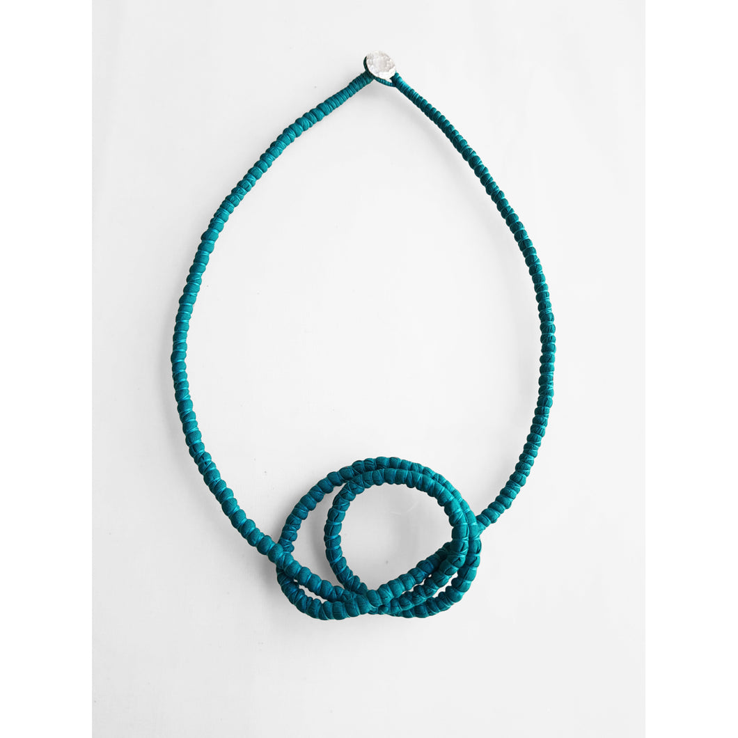 Teal Blue Double Central Knot Necklace
