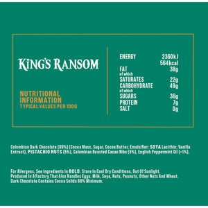 King's Ransom: Mint, Pistachio & Cocoa Nibs Chocolate Bar