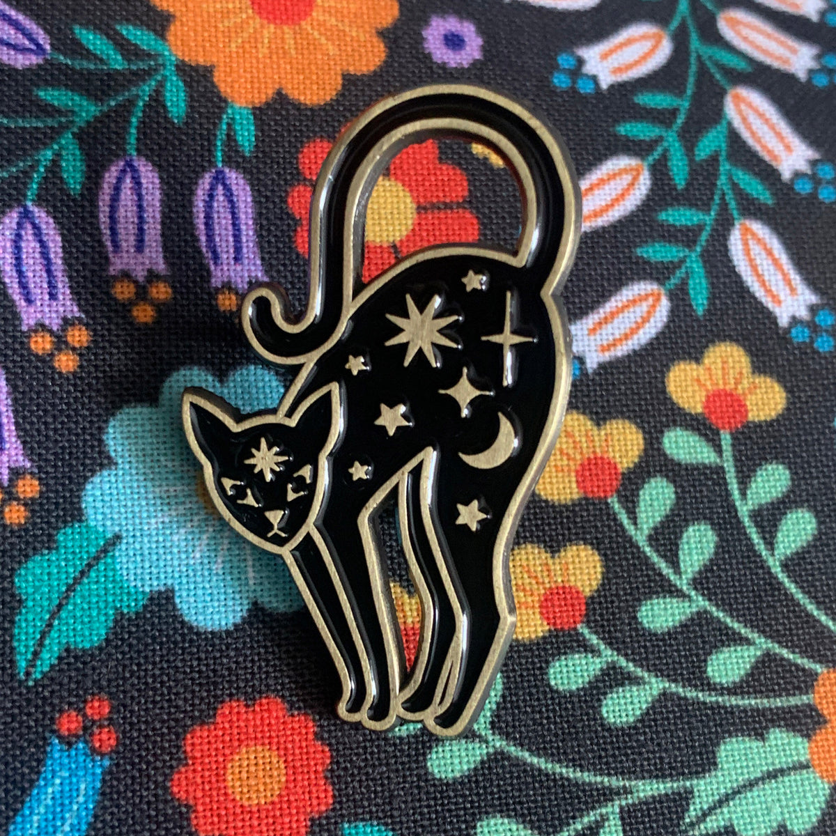 Spooky Cat Enamel Pin Badge