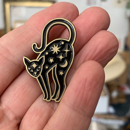 Spooky Cat Enamel Pin Badge
