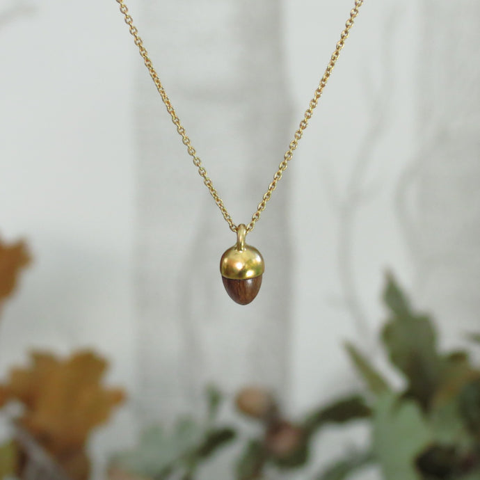 Mini Acorn Necklace in Gold