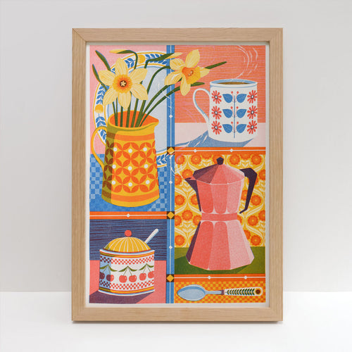 Coffee & Daffodil Print
