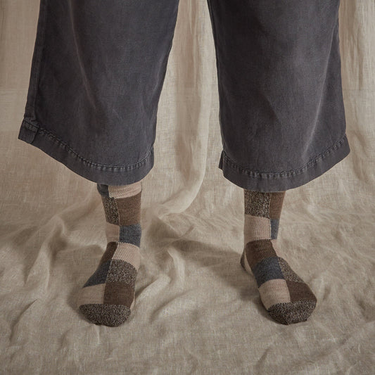 Fine Merino Socks Earth Patchwork