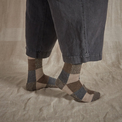 Fine Merino Socks Earth Patchwork