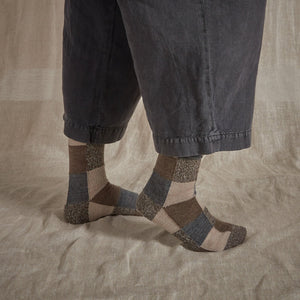 Fine Merino Socks Earth Patchwork