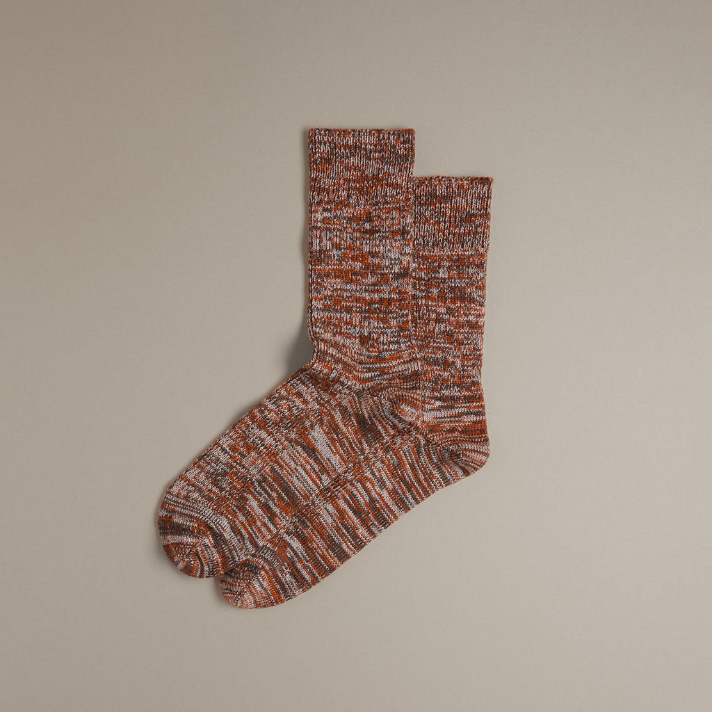 Faltering Stripe Socks Rust & Brown