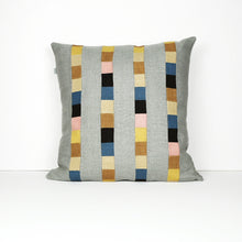 Load image into Gallery viewer, Graphic Patchwork Cushion in Grey and Multi-Colour