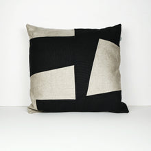 Load image into Gallery viewer, Graphic Patchwork Cushion in Natural and Black