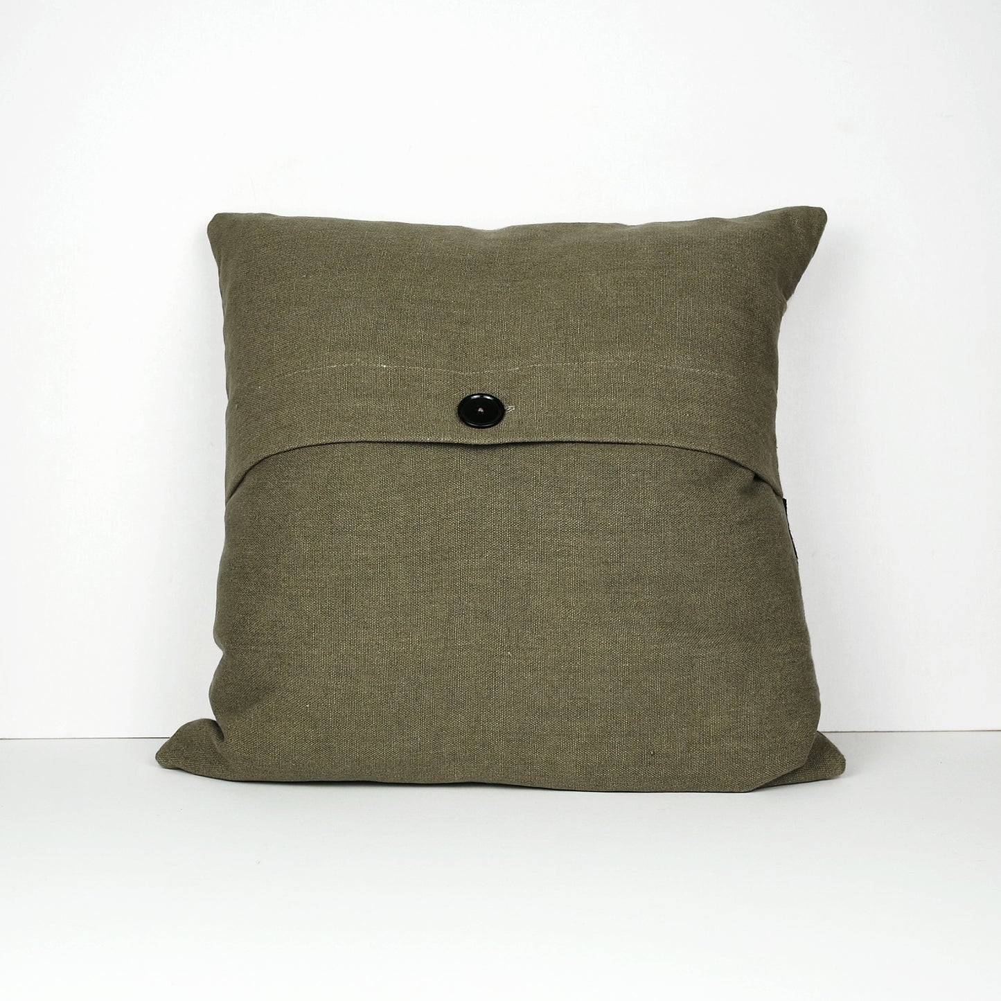 Graphic Patchwork Cushion in Black, White and Brown