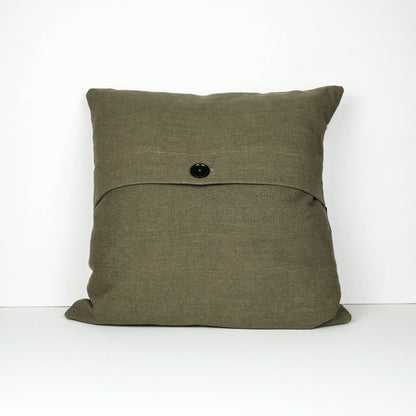 Graphic Patchwork Cushion in Black, White and Brown