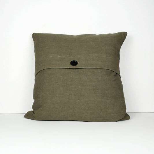 Graphic Patchwork Cushion in Black, White and Brown