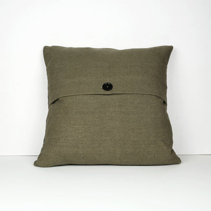 Graphic Patchwork Cushion in Black, White and Brown