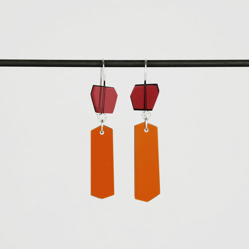 Shard Earrings in Red + Orange