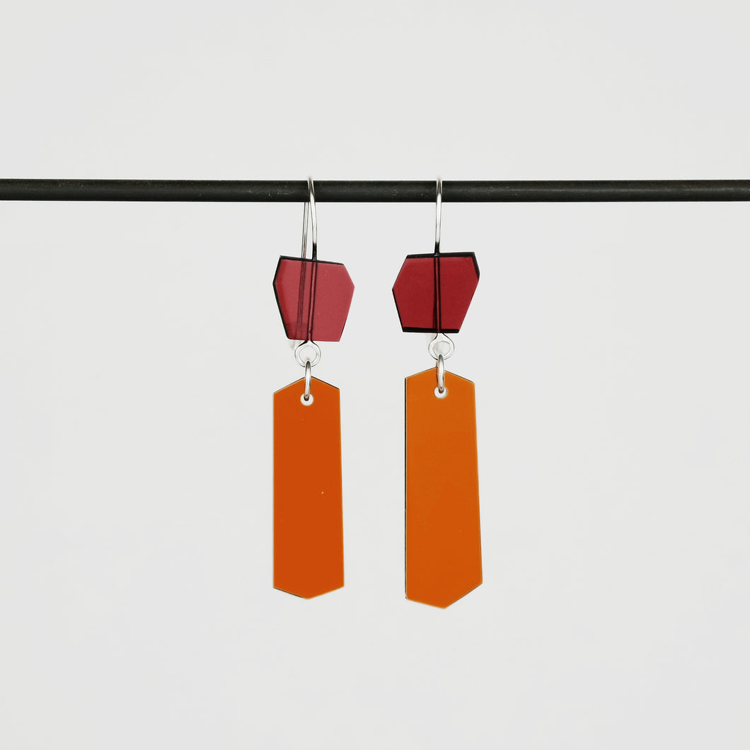 Shard Earrings in Red + Orange