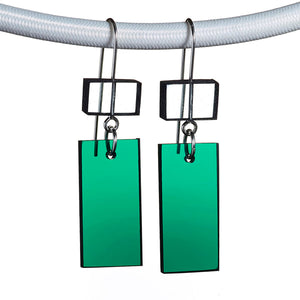 Architect Acrylic Earrings in Aqua + Green