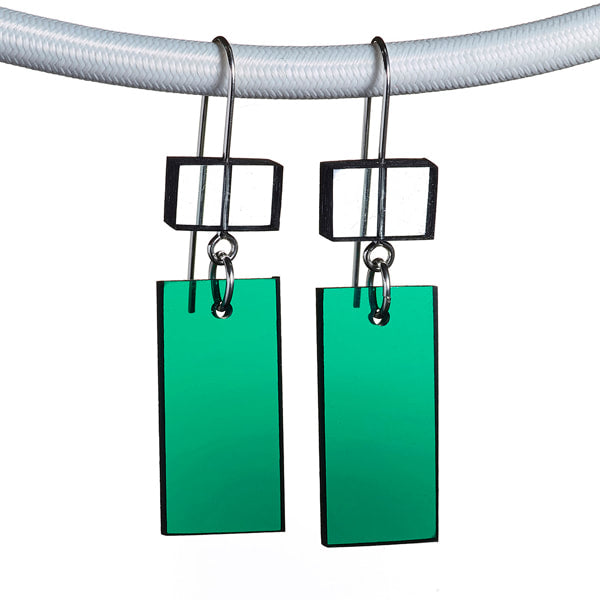 Architect Acrylic Earrings in Aqua + Green