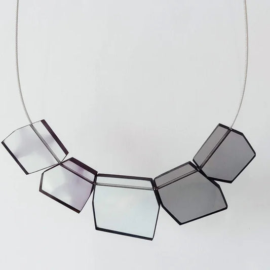 Shard Necklace in Aqua + Grey