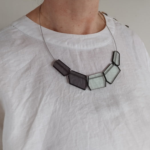 Shard Necklace in Aqua + Grey
