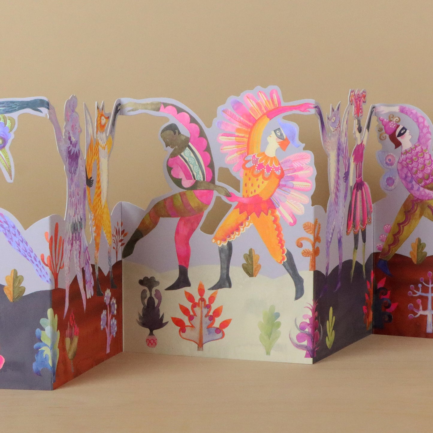 Carnival Dancers Concertina Greeting Card