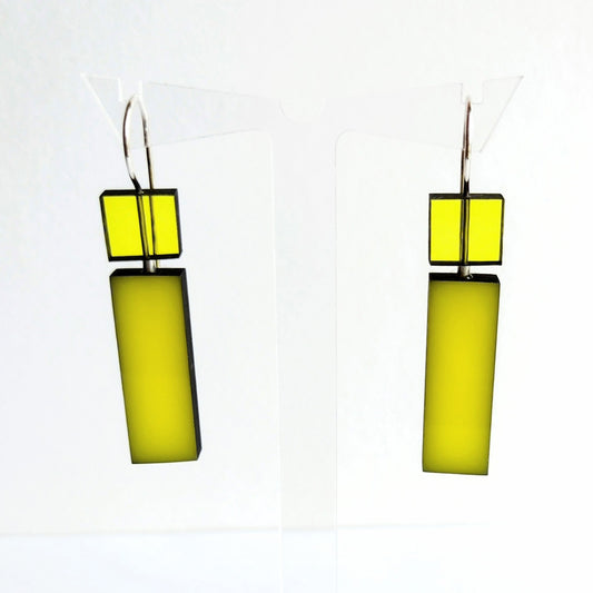 Construction Long Acrylic Earrings in Yellow + Yellow