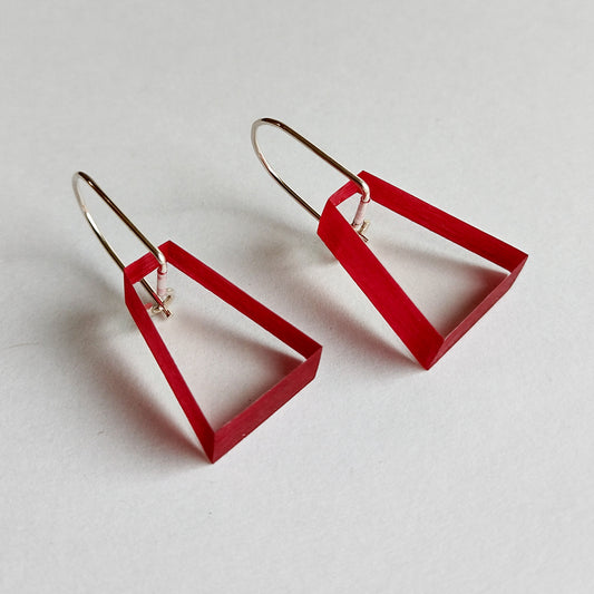 Block Acrylic Earrings in Red