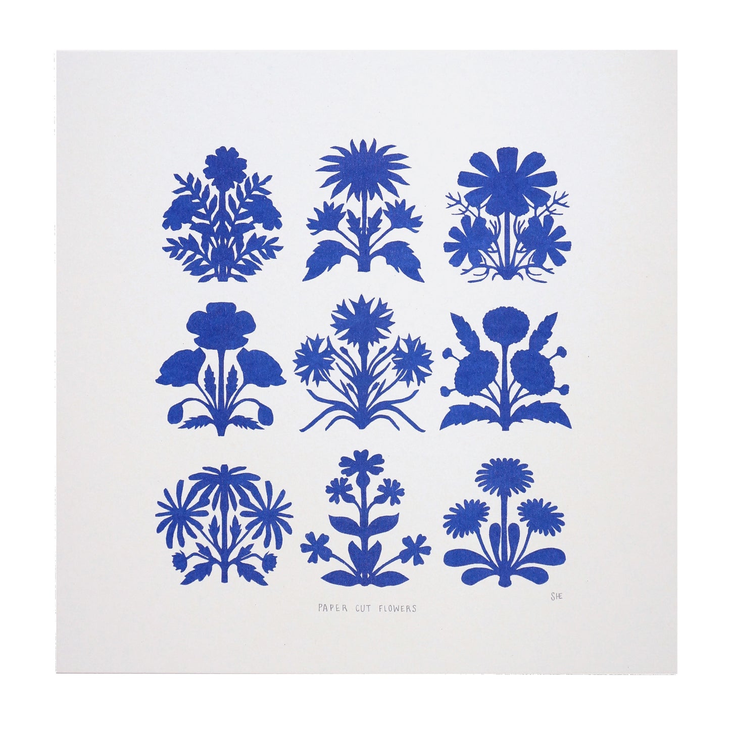 Paper Cut Flowers Print