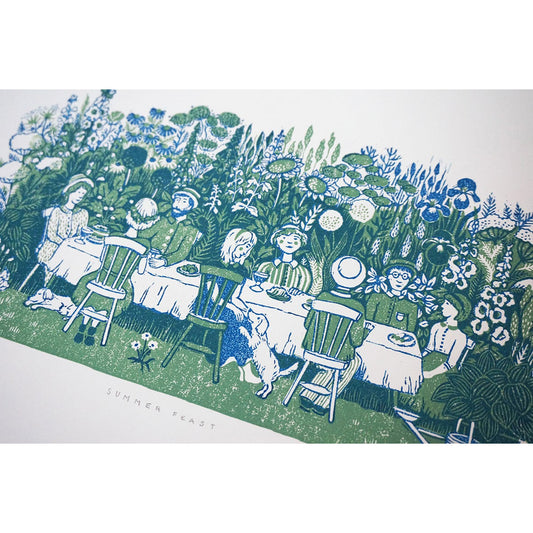 Summer Feast Linocut Print